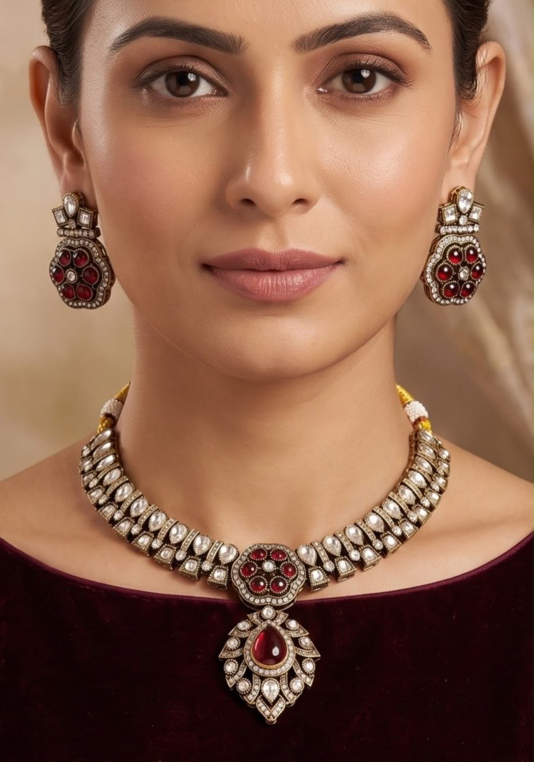 Kundan & Ruby Necklace Set in Germany
