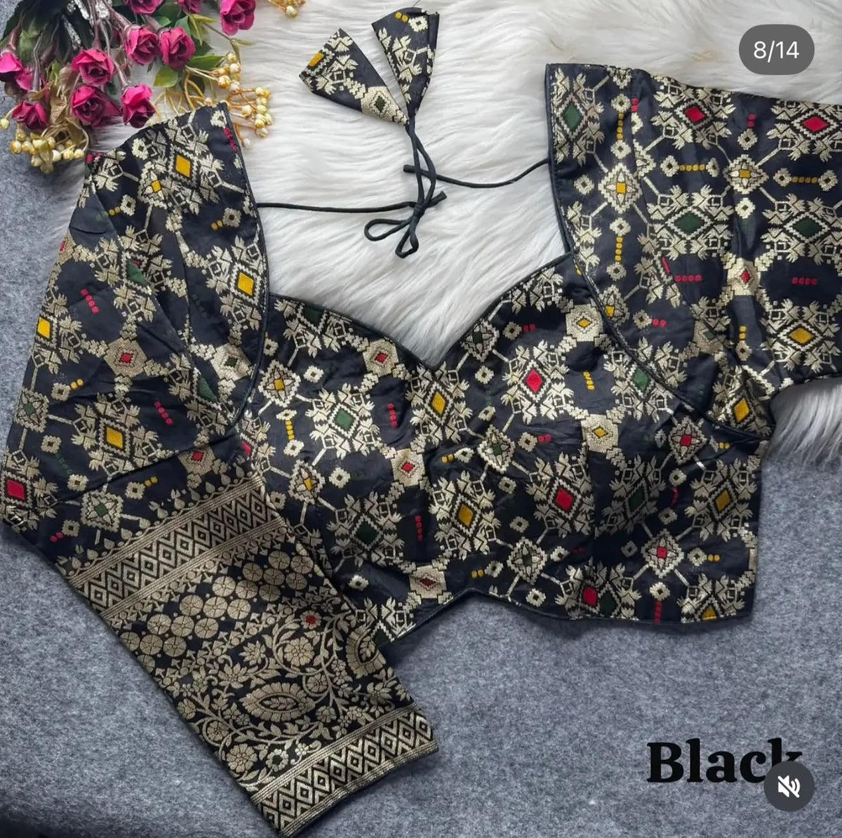 Banarasi Black silk full sleeves blouse in Germany