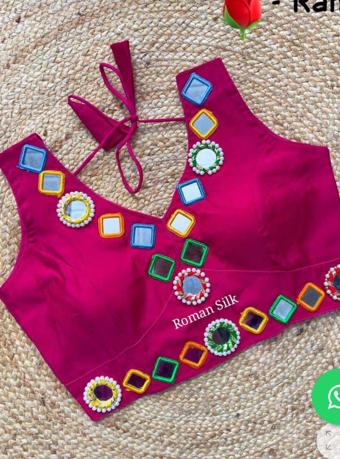 PURE ROMAN SILK RANI NAVRATRI SPECIAL REAL MIRROR BLOUSE IN GERMANY
