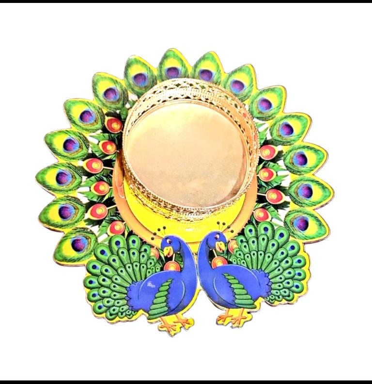 Peacock-Themed Tealight Candle Holder Plate in Germany