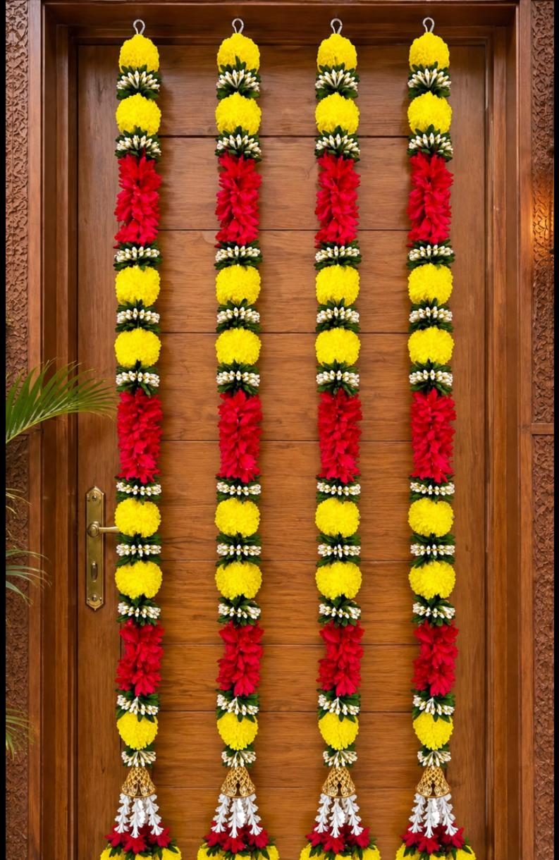 Artificial Marigold, Lily, and Jasmine Floral Garland Strings for Festival Decoration in Germany