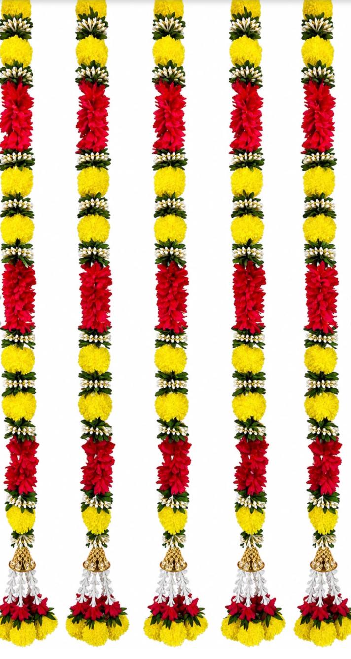 Artificial Marigold, Lily, and Jasmine Floral Garland Strings for Festival Decoration in Germany