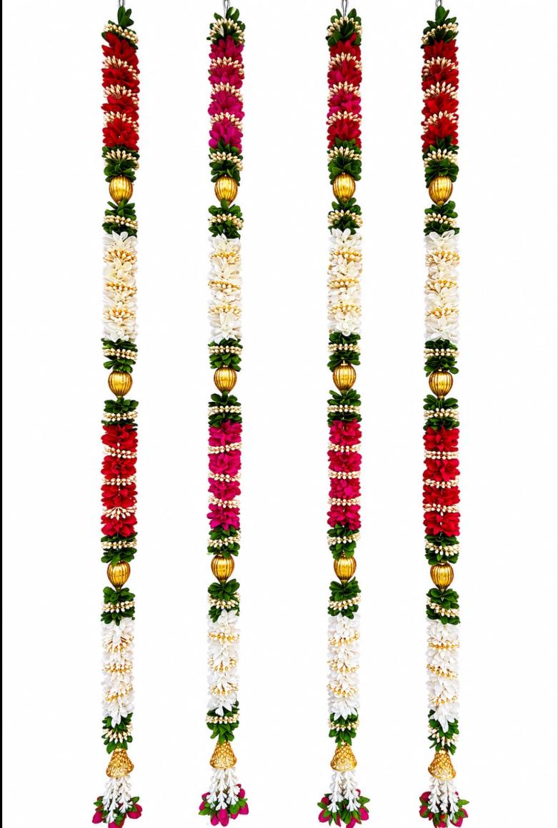 Traditional artificial floral wall hangings and door torans in Germany