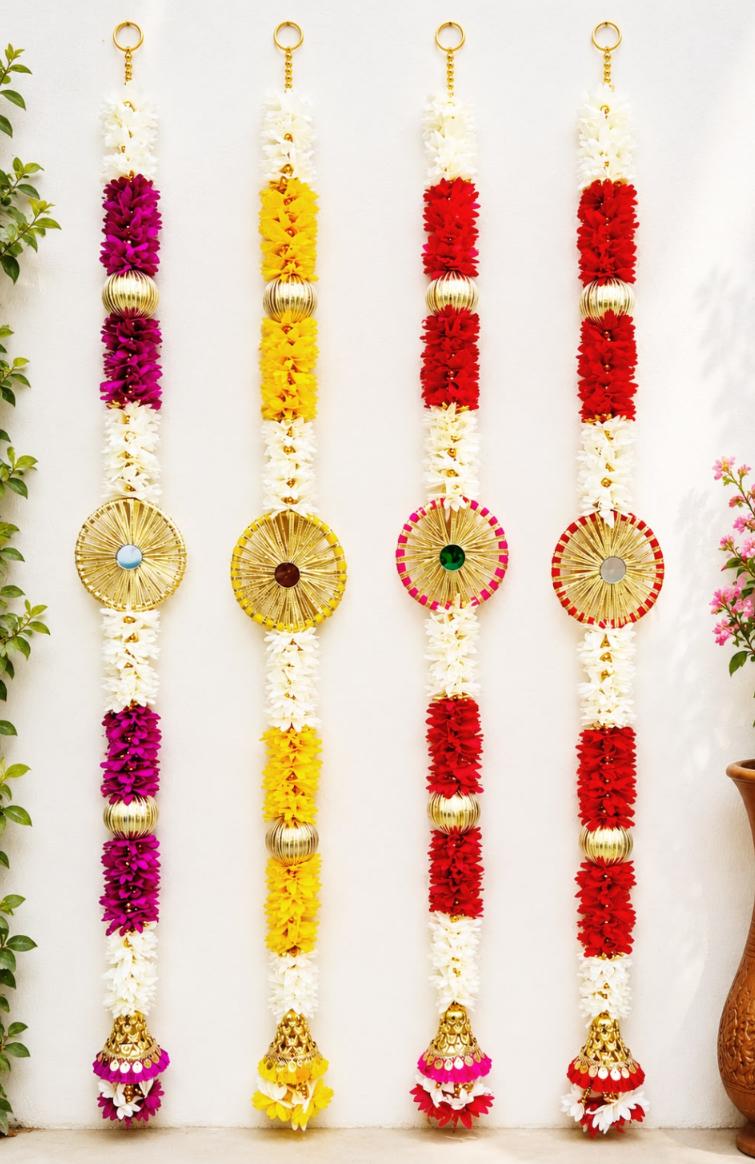 Traditional Indian Festive Floral Side Hangings (Latkans/Torans) in Germany