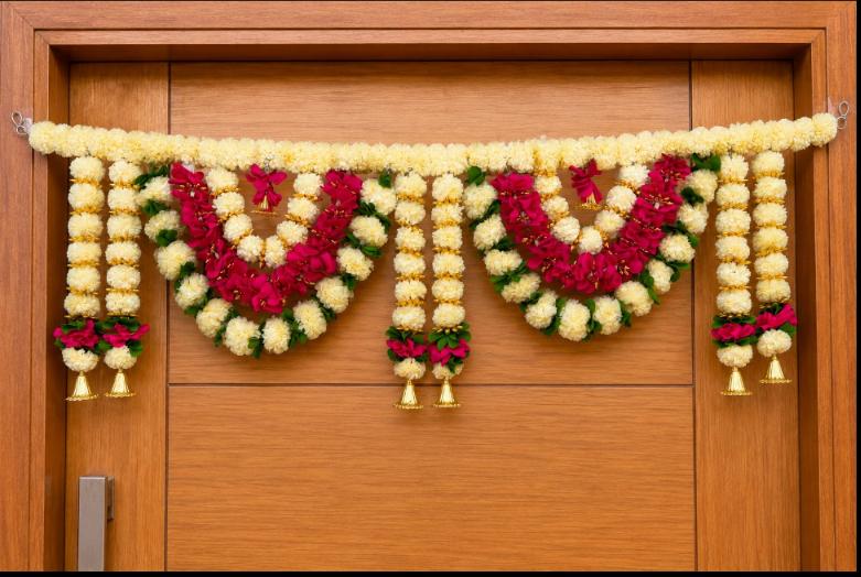 Artificial Marigold and Rose Flower Door Hanging (Toran) in Germany