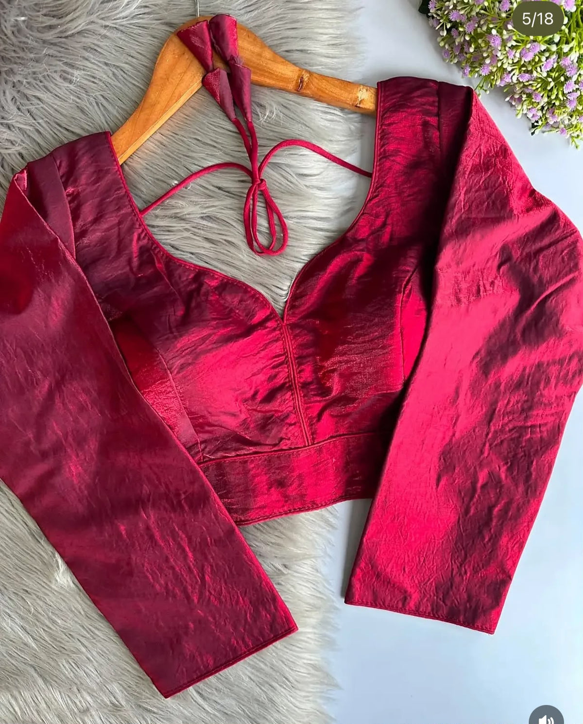Sabyasachi-Inspired Pink Designer Full-Sleeve Space Silk Blouse in Berlin