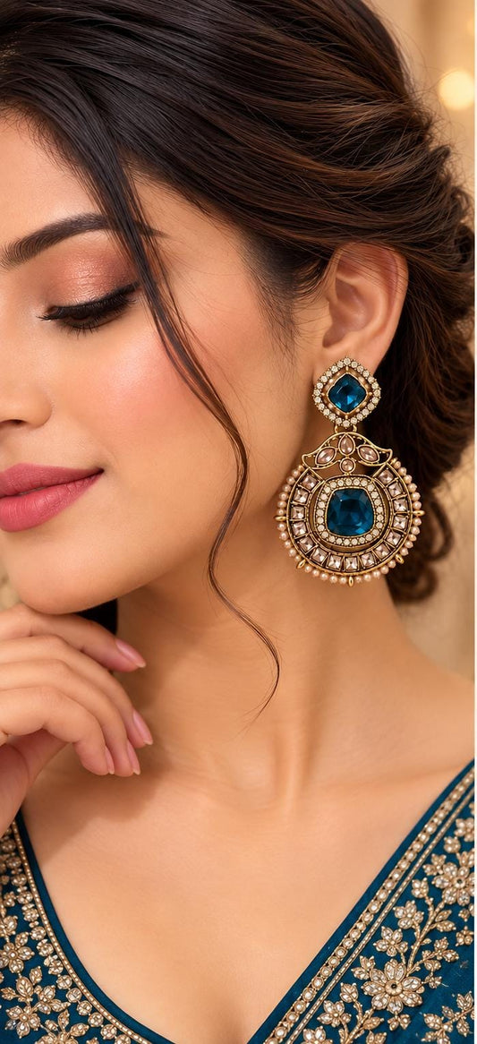 Antique gold-plated drop earring Blue in Germany