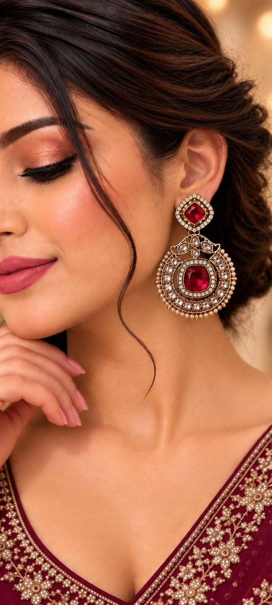 Antique gold-plated drop earring Red in Germany