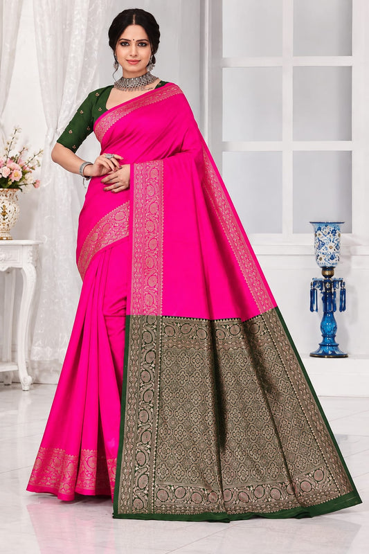Rani Pink Banarasi Patola Silk Saree in Germany