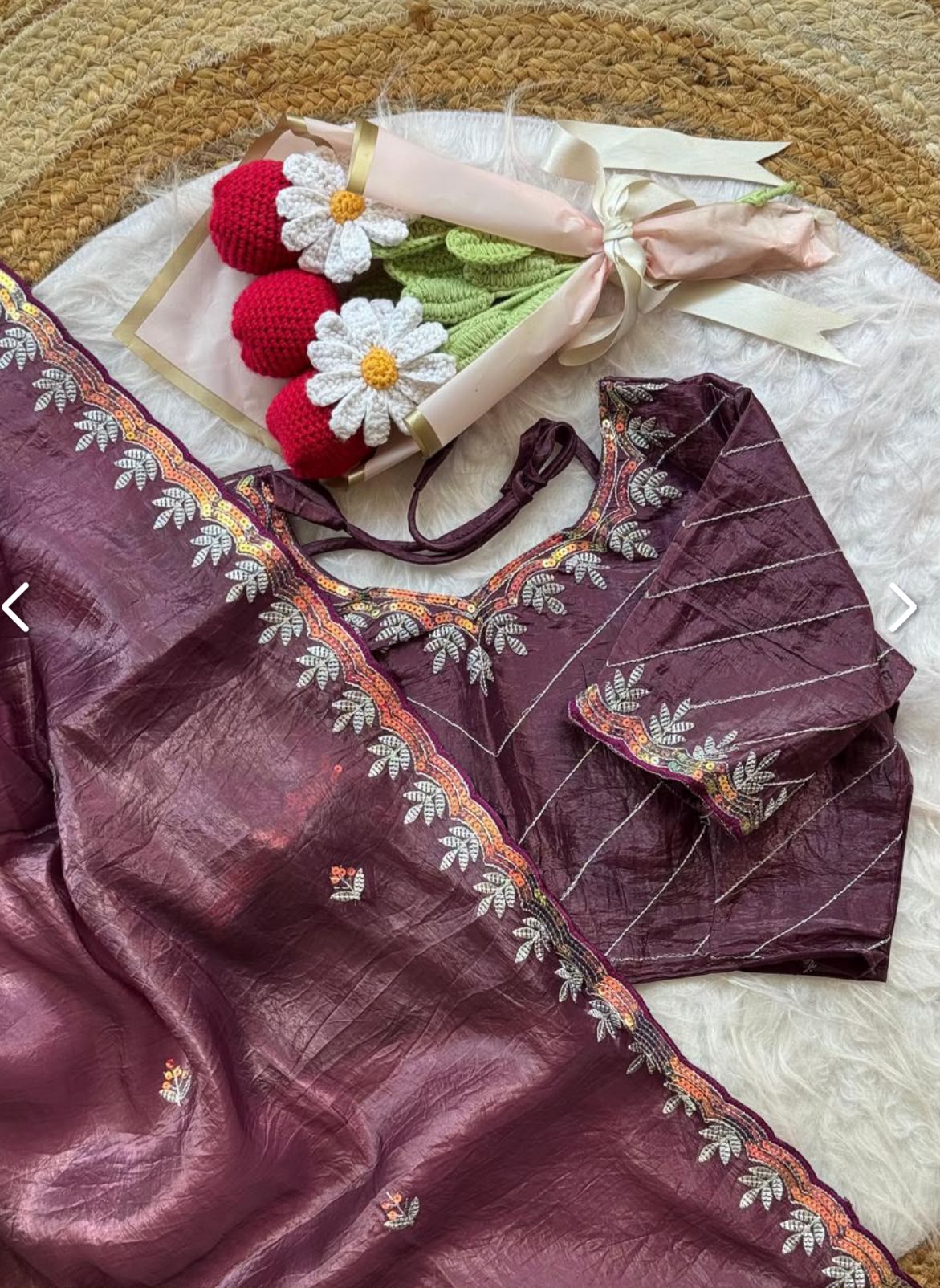 Royal Purple Luxe Gold Crush Jericho Saree - Heavy Embroidery Festive Wear in Berlin