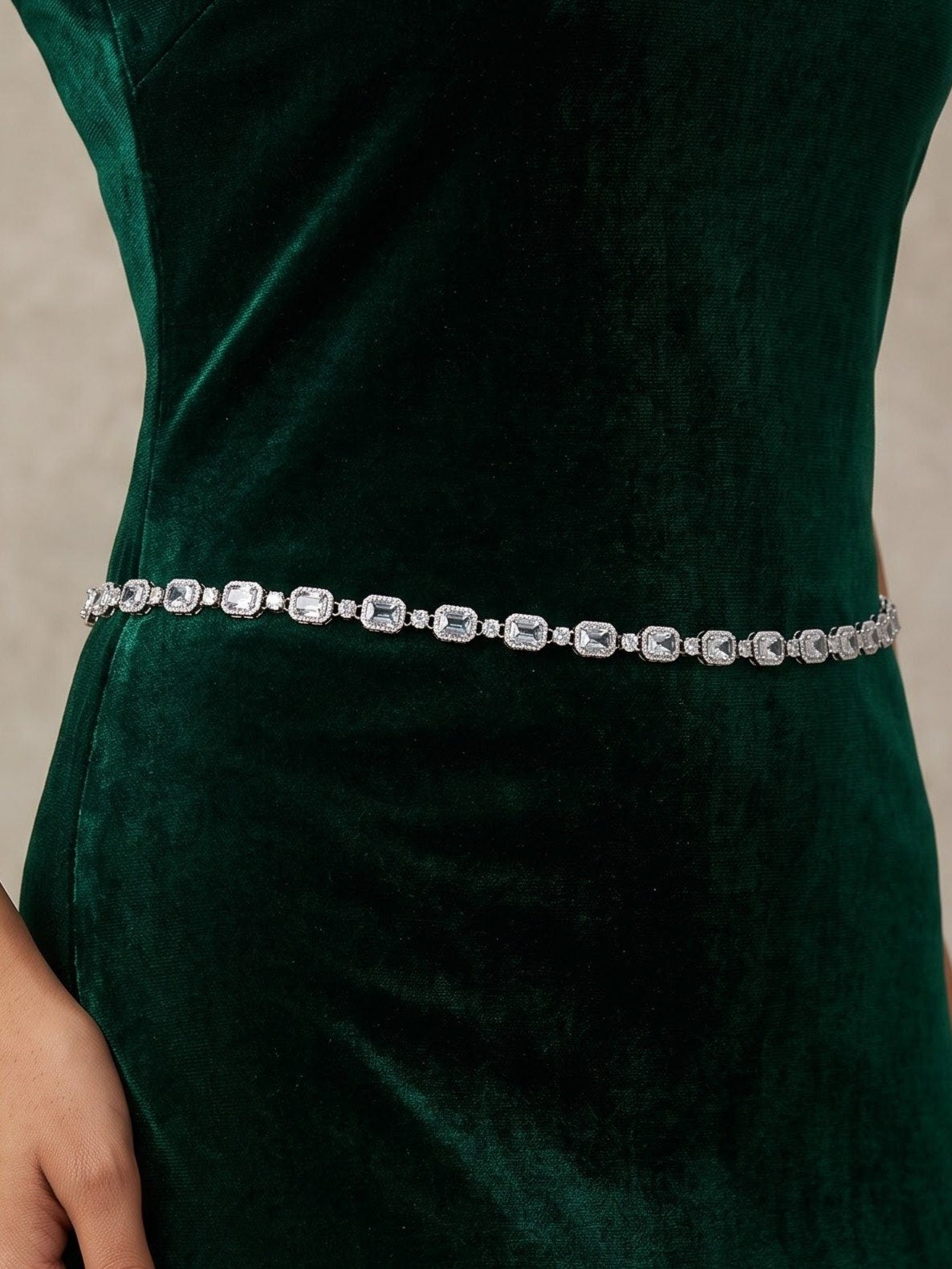 Silver Rhinestone Jeweled Waist Chain Belt in Germany