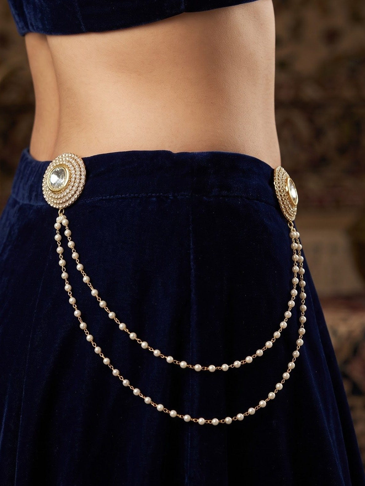 Elegant Double-Layered Pearl Kamarbandh / Side Waist Chain in Germany