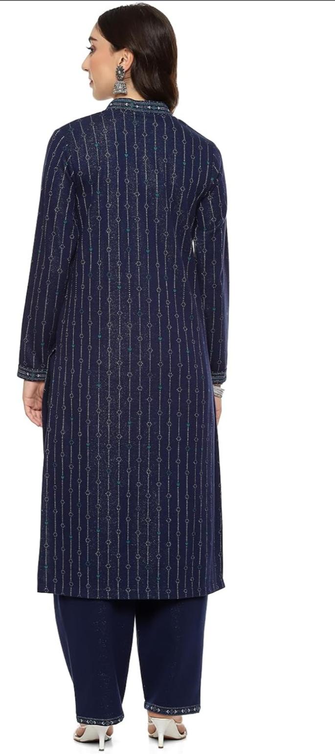 Cotton Blend Straight Printed Kurta Palazzo Suit Set For Women in Germany