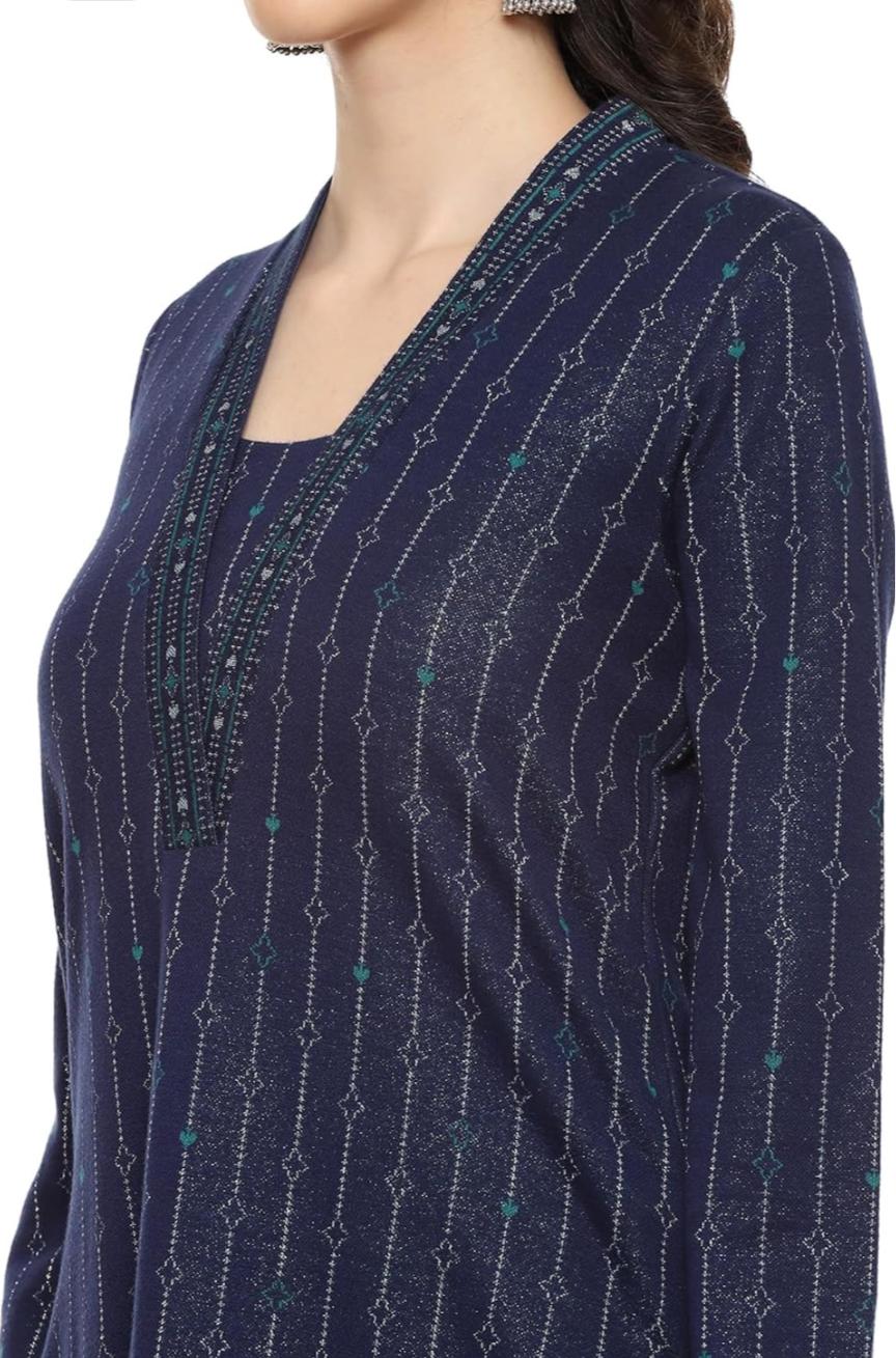 Cotton Blend Straight Printed Kurta Palazzo Suit Set For Women in Germany