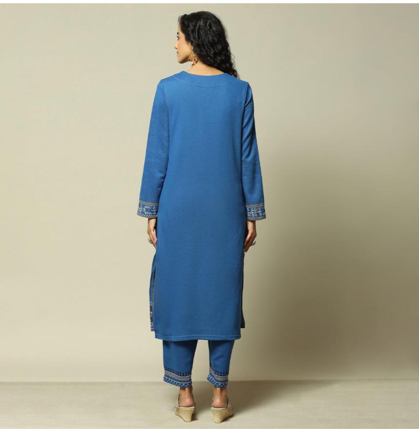 Cotton Blend Straight Printed Kurta Palazzo Suit Set For Women in Germany
