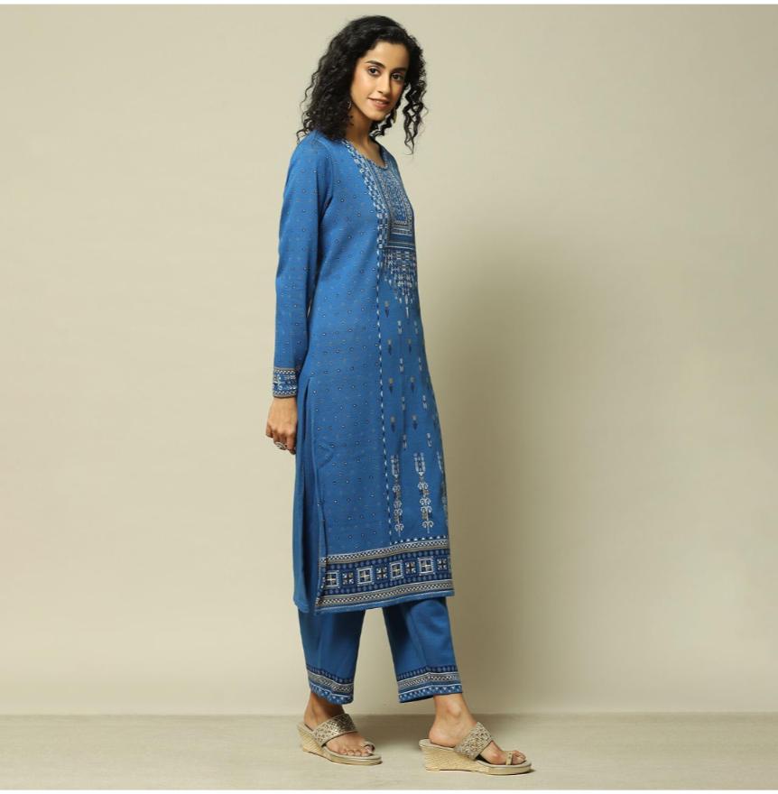 Cotton Blend Straight Printed Kurta Palazzo Suit Set For Women in Germany