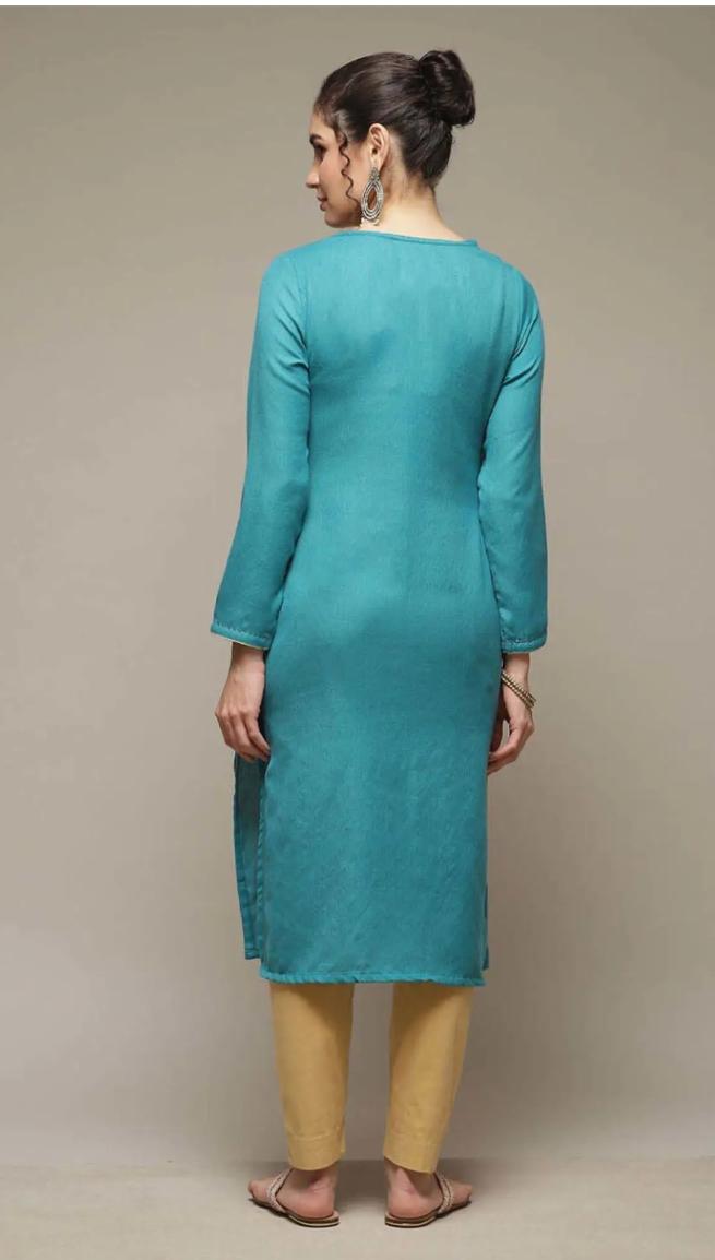 Skyblue Straight Fit Printed Kurta in Berlin