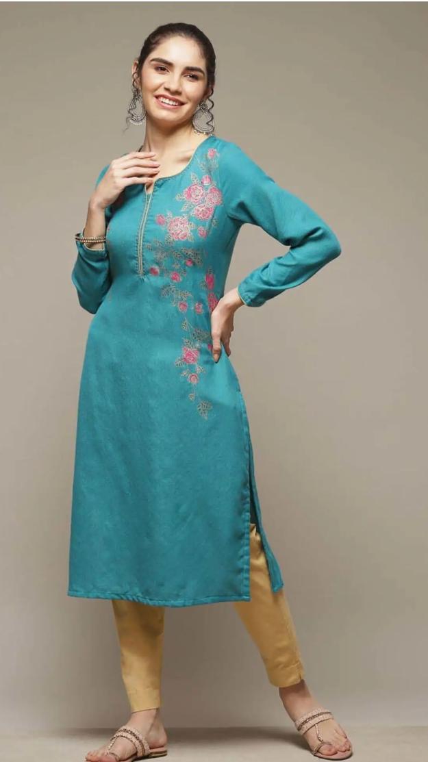 Skyblue Straight Fit Printed Kurta in Berlin