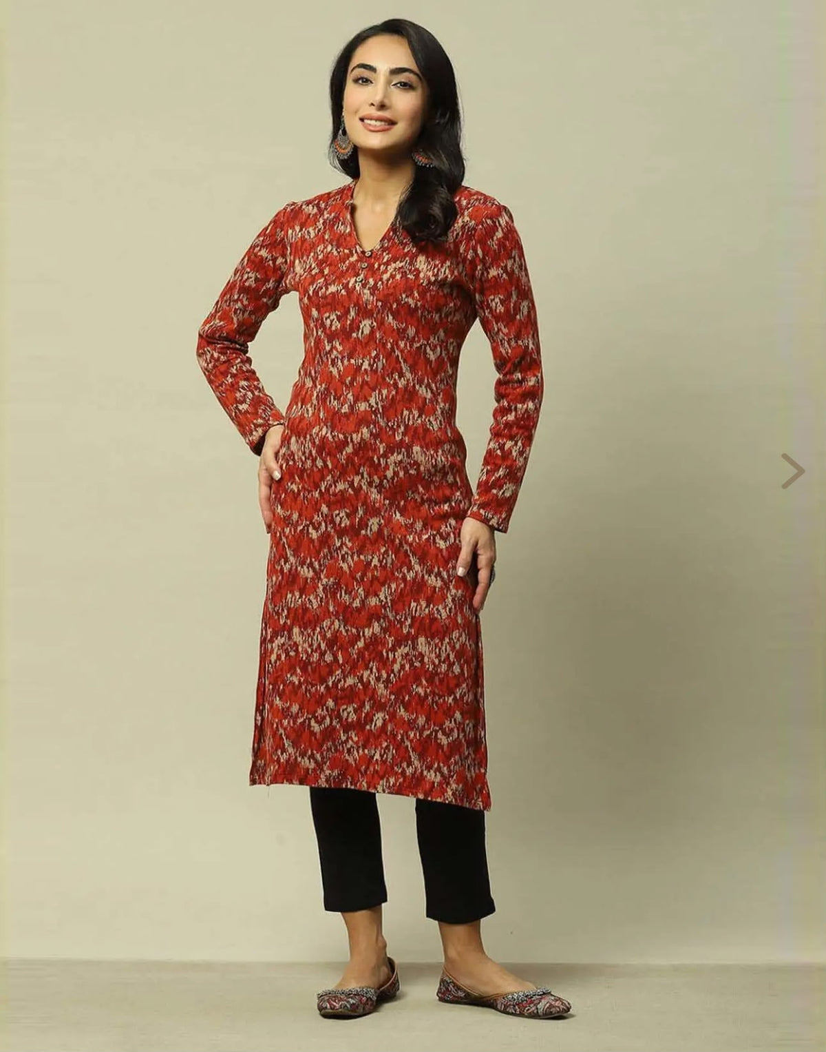 Rust Straight Fit Printed Kurta in Berlin