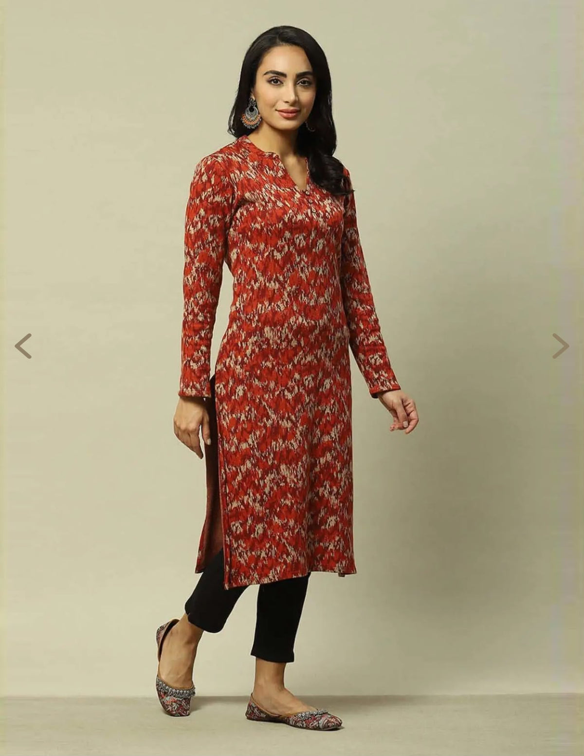 Rust Straight Fit Printed Kurta in Berlin
