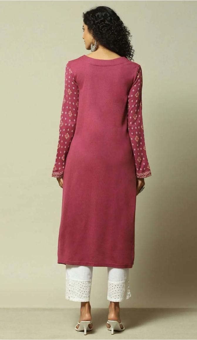 Pink Straight Fit Printed Kurta in Germany