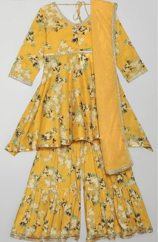 Cotton Printed Regular Semi-Formal Kurta With Garara And Dupatta in Germany
