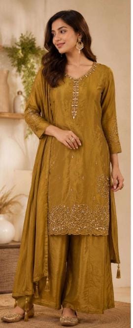 Embroidered Crepe Kurta Palazzo Set in Germany
