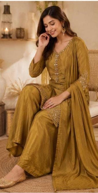Embroidered Crepe Kurta Palazzo Set in Germany