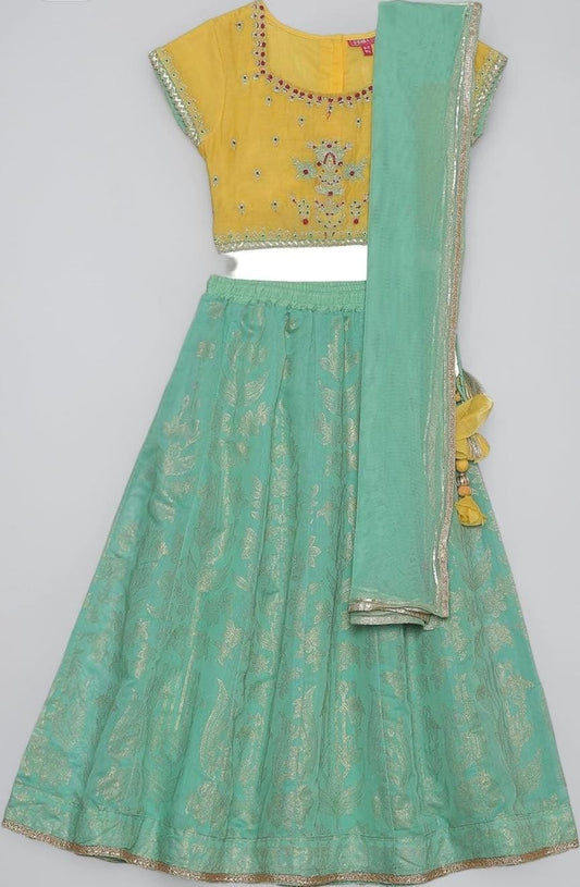 Cotton Blend Embroidered Straight Semi-Formal Blouse With Dupatta And Lehenga in Germany