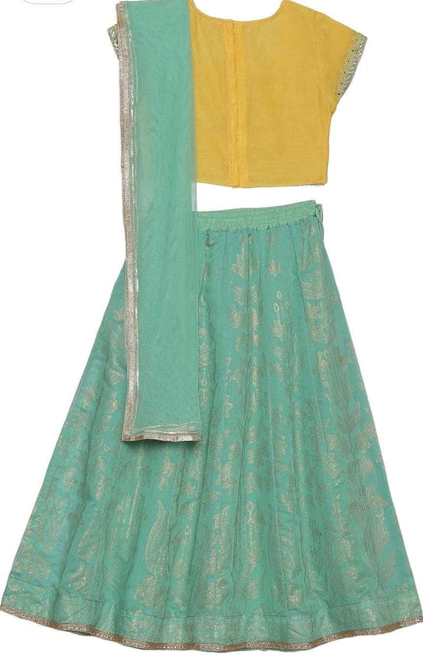 Cotton Blend Embroidered Straight Semi-Formal Blouse With Dupatta And Lehenga in Germany