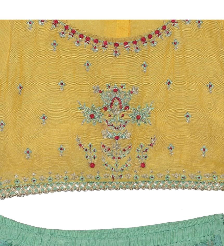 Cotton Blend Embroidered Straight Semi-Formal Blouse With Dupatta And Lehenga in Germany