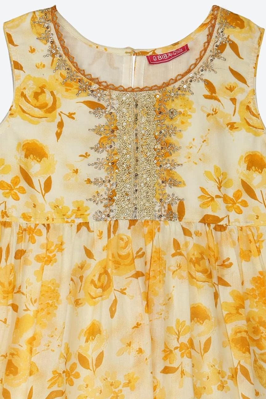 Printed Cotton Round Neck Girls Ethnic Set in Germany