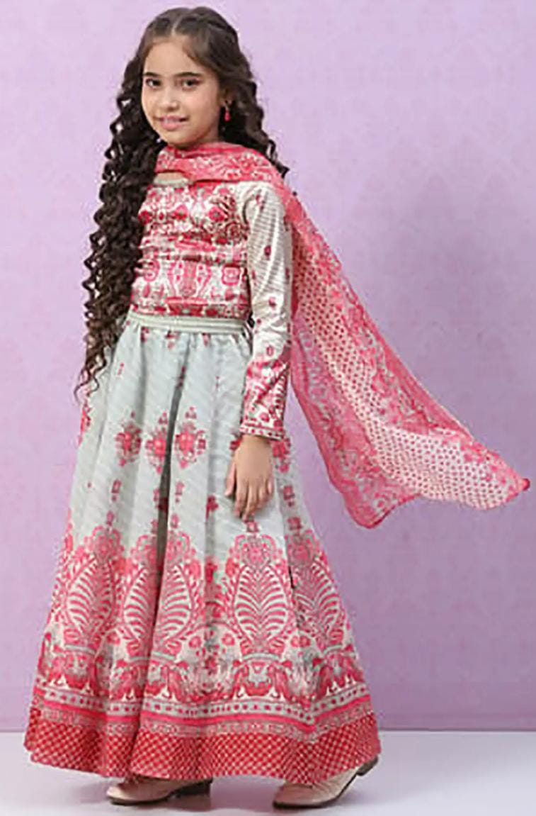 Girls Floral Print Full Sleeves Blouse, Lehenga with Dupatta in Germany