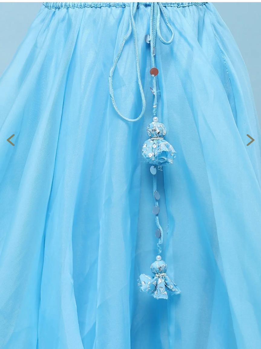 Girls Kids Blue Embroidered Lehenga Set - Neha Couture Berlin