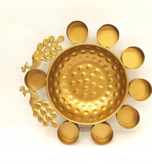 Decorative Diya Peacock- Urli Bowl - Neha Couture Indian Fashion