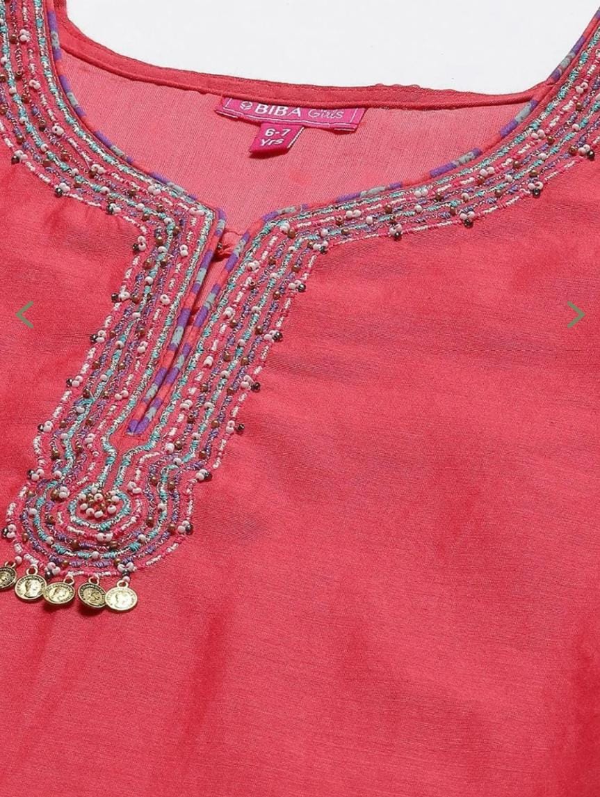 Kids Red & Purple Embroidered Kurta Set - Neha Couture Berlin