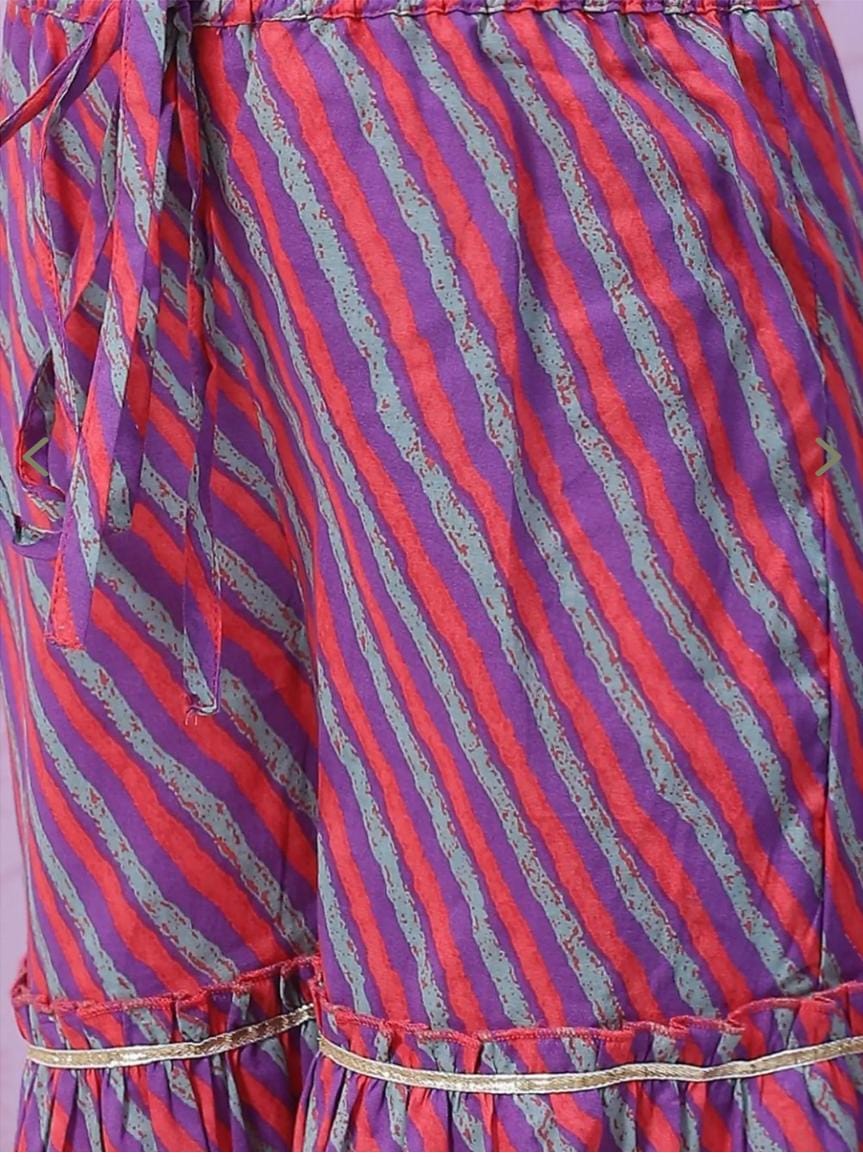 Kids Red & Purple Embroidered Kurta Set - Neha Couture Berlin
