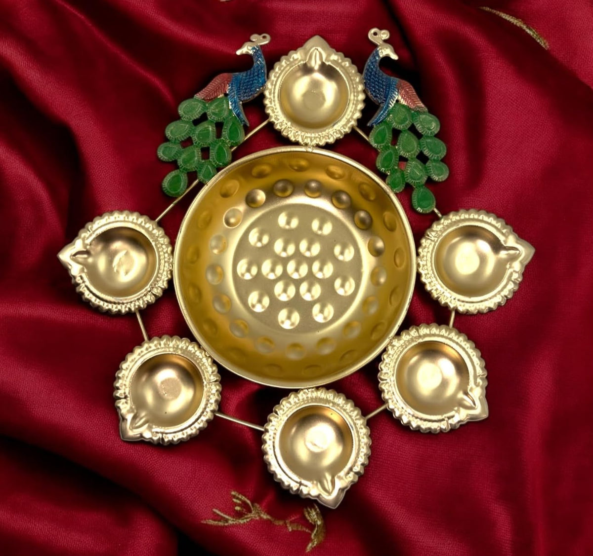 Peacock Urli Bowl with Attached Diyas in Germany