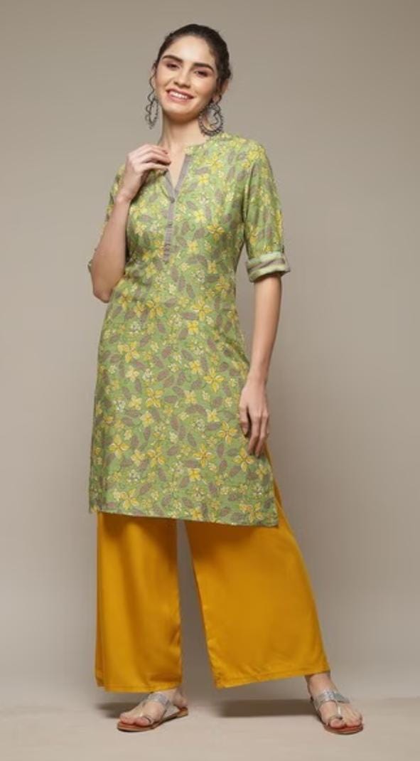 Women Floral Print Straight Kurta in Germany - Neha Couture Berlin