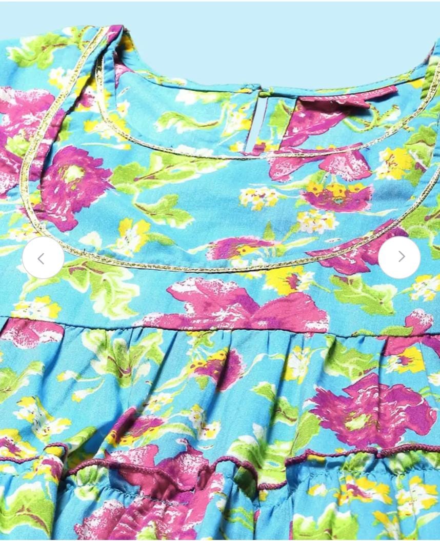 Girls Floral Printed Gotta Patti Pure Cotton Kurta with Leggings & Dupatta in Germany