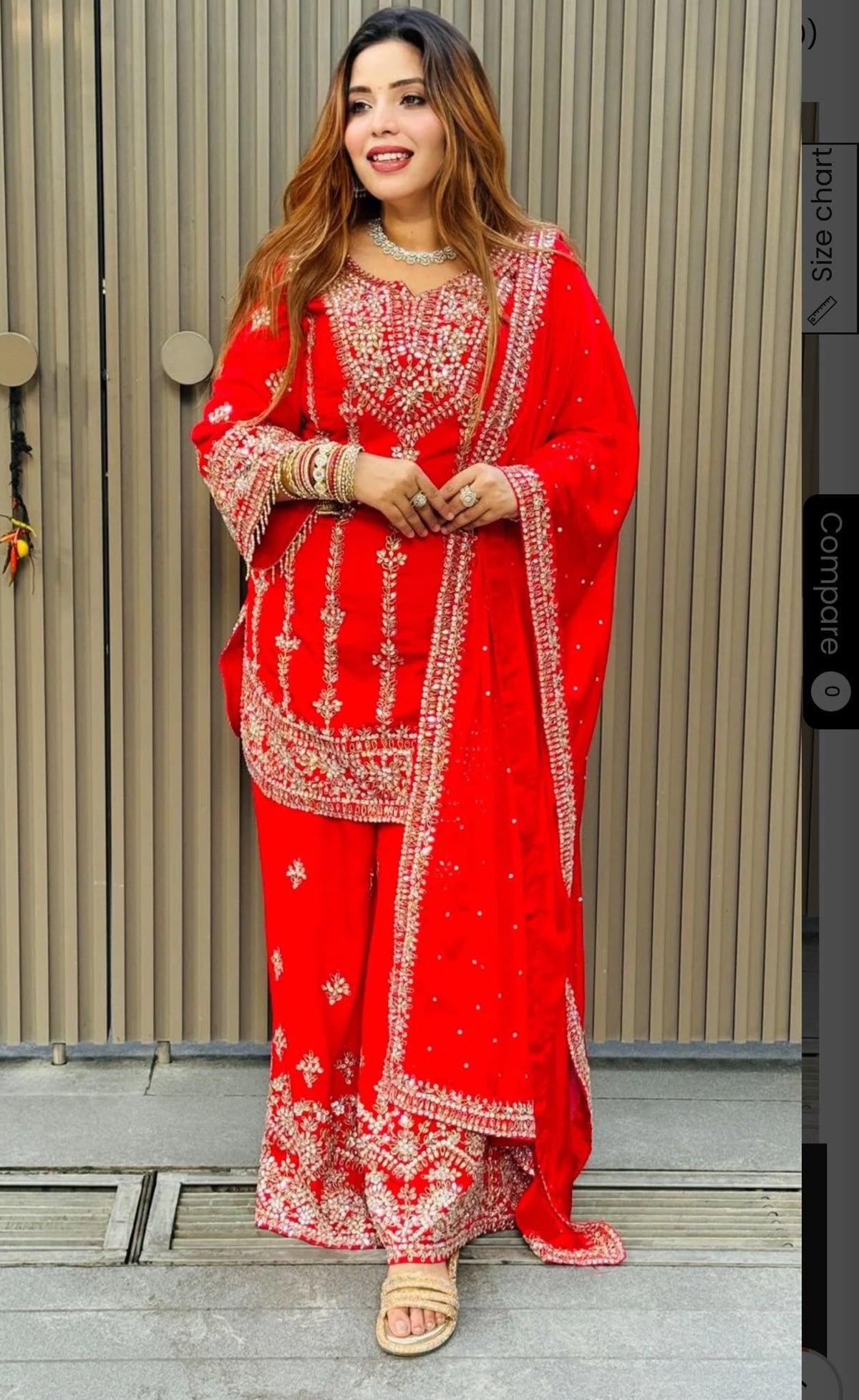 Women Pure Silk Ethnic Top Palazzo Dupatta Set in Berlin