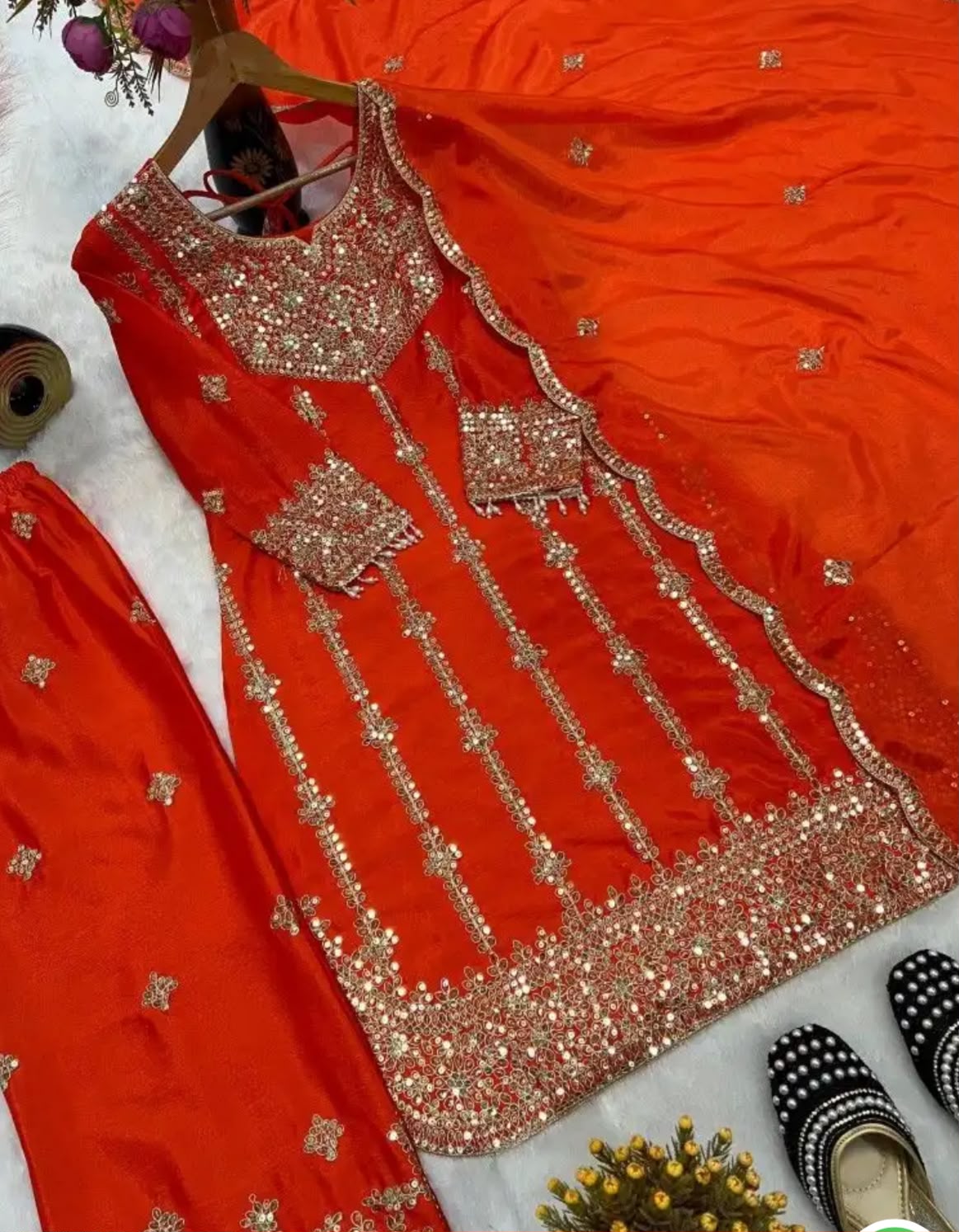 Women Pure Silk Ethnic Top Palazzo Dupatta Set in Berlin