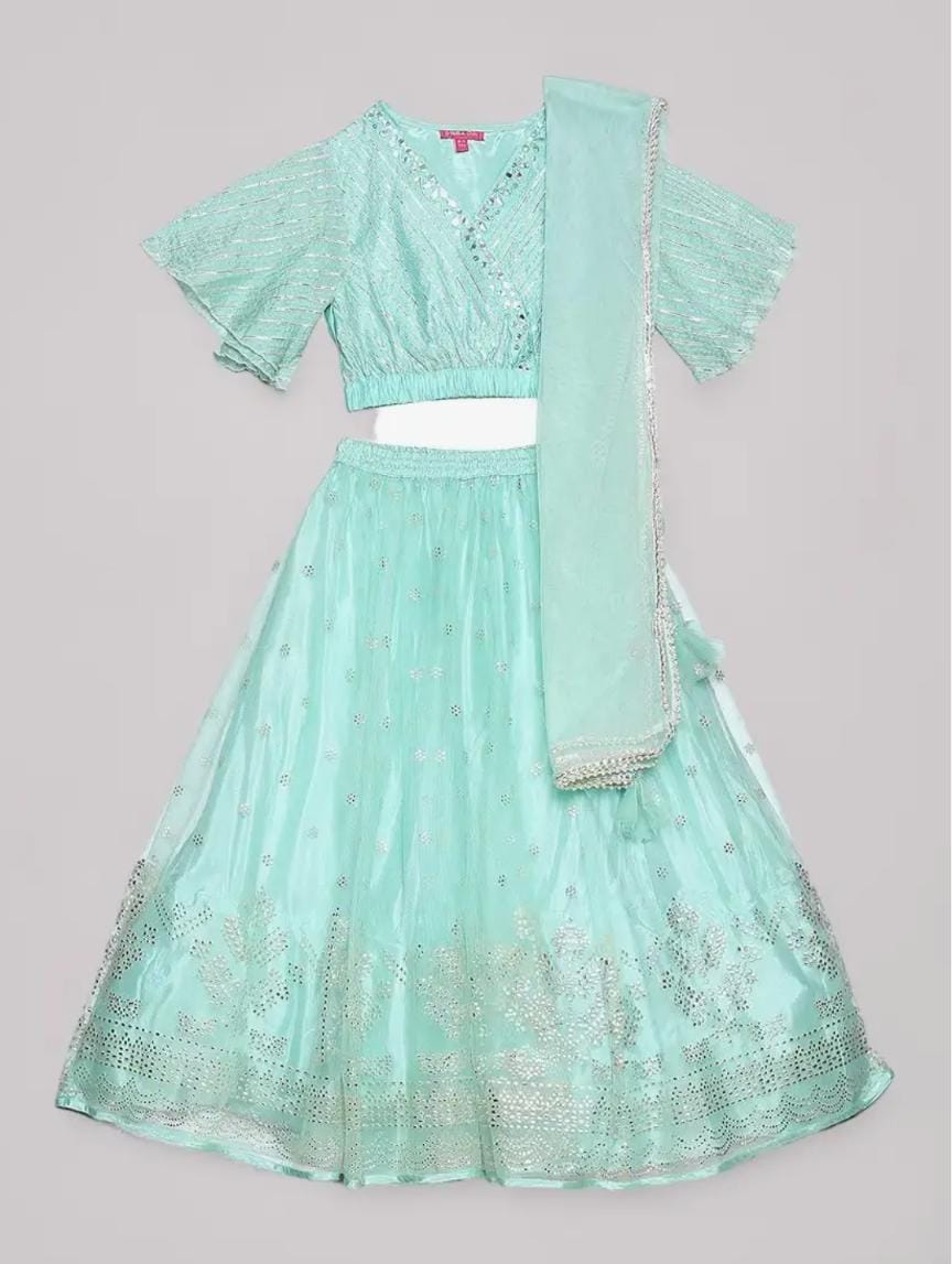 Poly Viscose Solid Flared Formal Blouse With Dupatta And Lehenga in Germany - Neha Couture Berlin