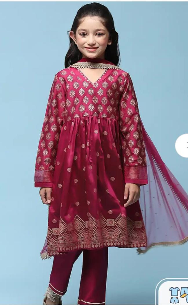 Girls Ethnic Motifs Printed V-Neck A-line Kurta & Trouser With Dupatta in Germany - Neha Couture Berlin