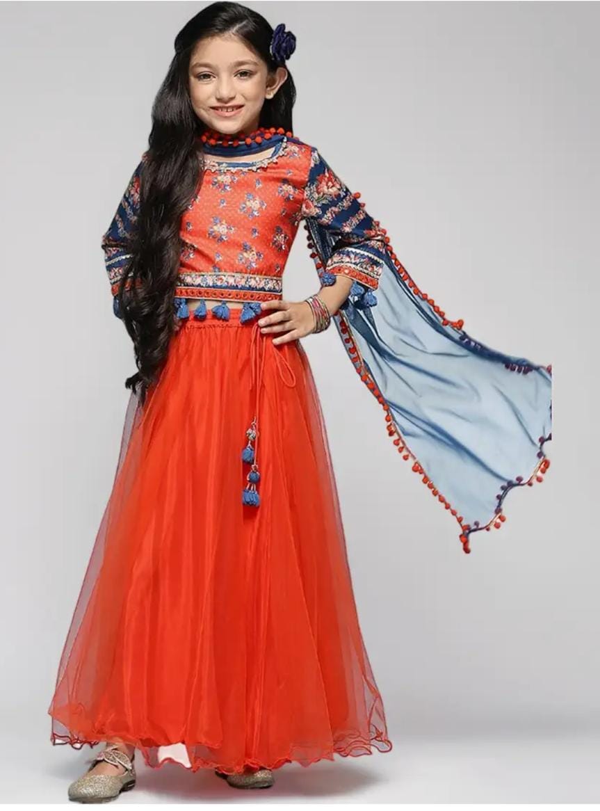 Polyester Printed Flared Semi-Formal Top With Lehenga And Dupatta in Germany - Neha Couture Berlin