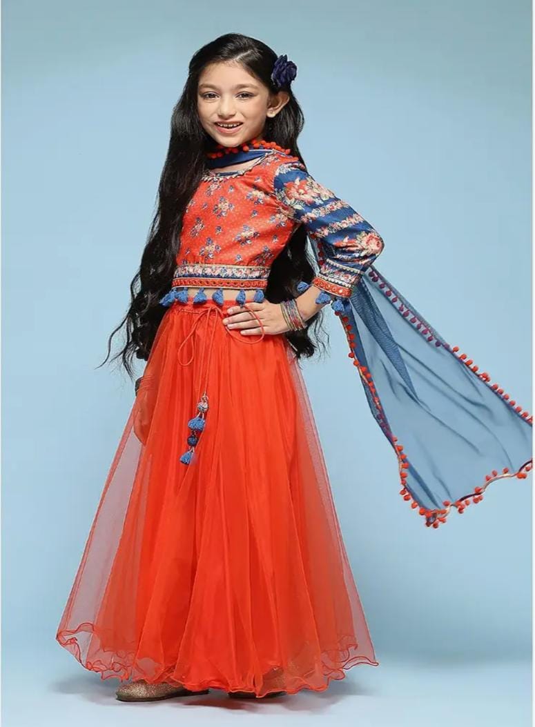 Polyester Printed Flared Semi-Formal Top With Lehenga And Dupatta in Germany - Neha Couture Berlin