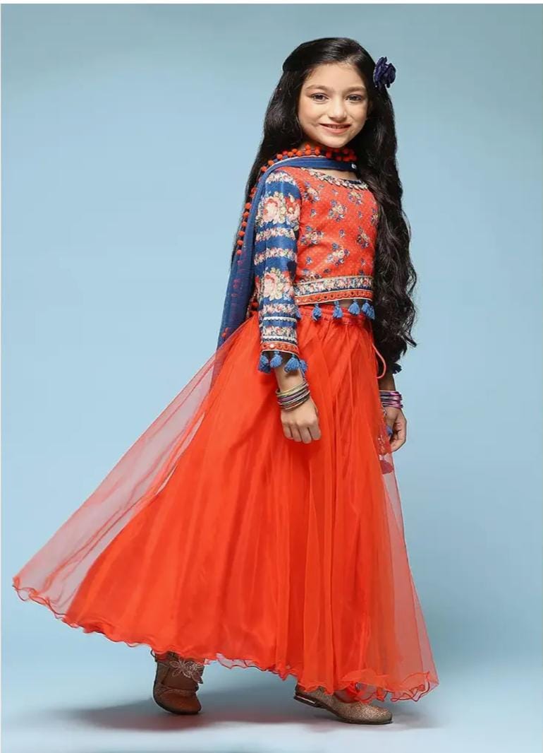Polyester Printed Flared Semi-Formal Top With Lehenga And Dupatta in Germany - Neha Couture Berlin