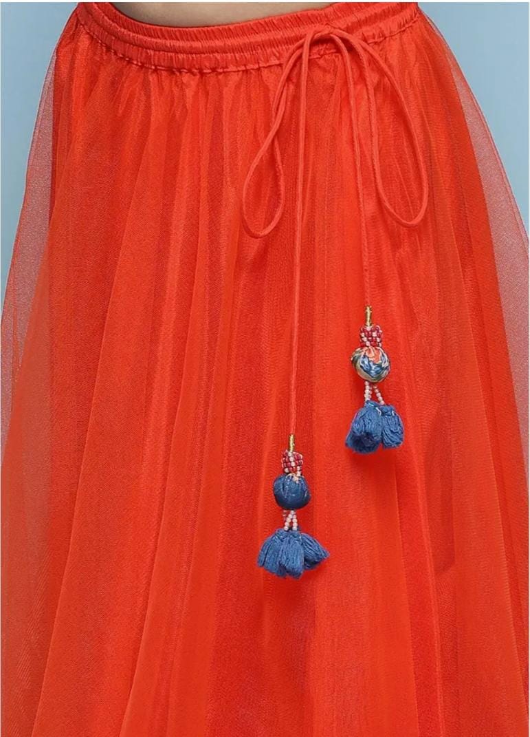 Polyester Printed Flared Semi-Formal Top With Lehenga And Dupatta in Germany - Neha Couture Berlin