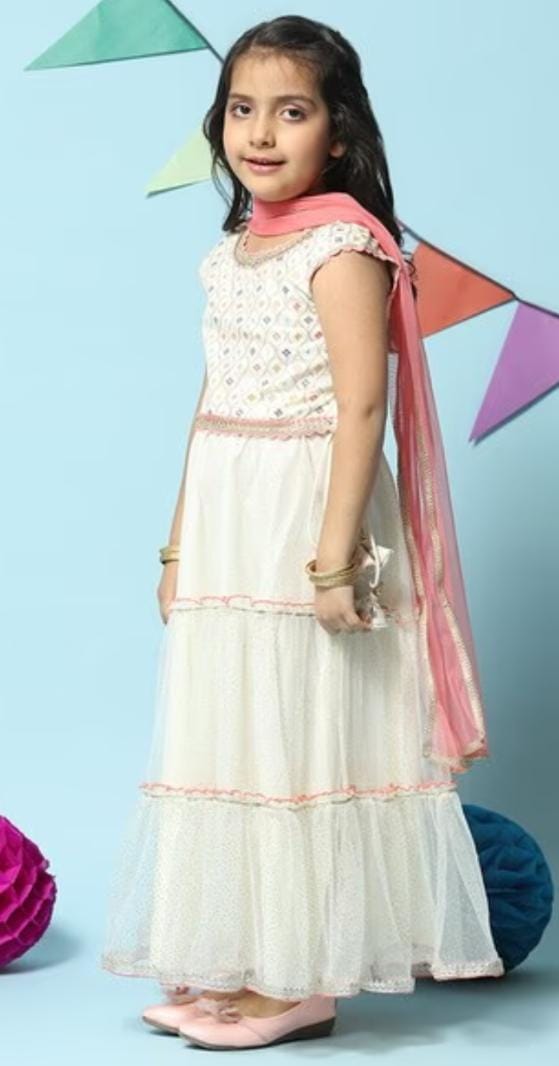 Girls Embellished Flared Lehenga Choli Set with Dupatta in Germany - Neha Couture Berlin