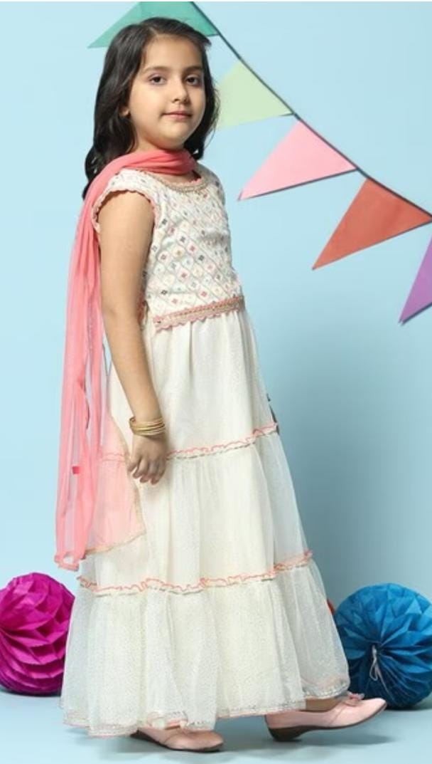 Girls Embellished Flared Lehenga Choli Set with Dupatta in Germany - Neha Couture Berlin